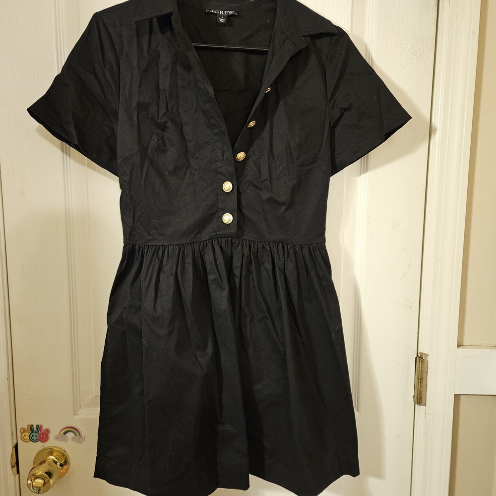 J. Crew Elegant Black Mini Dress with Gold Accents